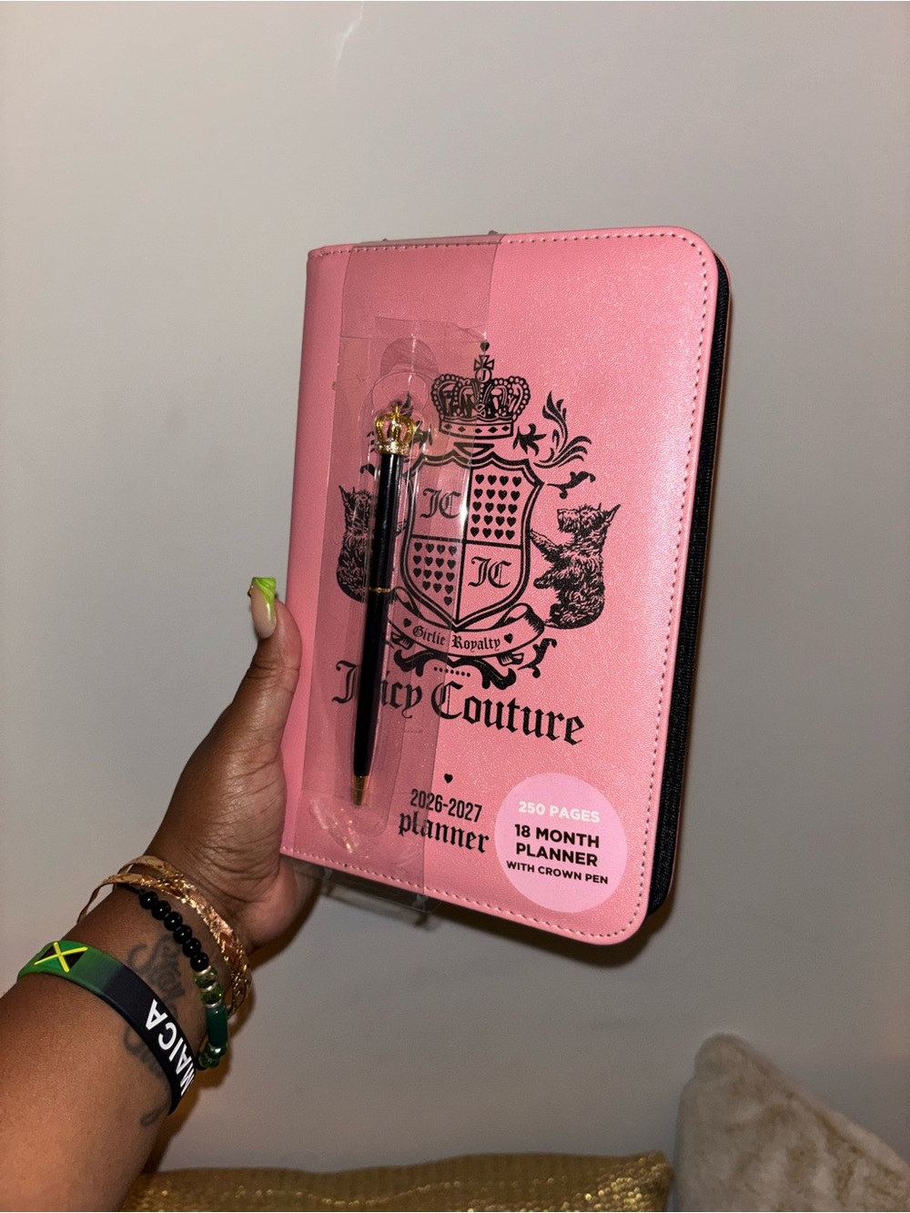 Juicy Couture Pink Planner with Crown-Topped Black Pen - Picture 2 of 3